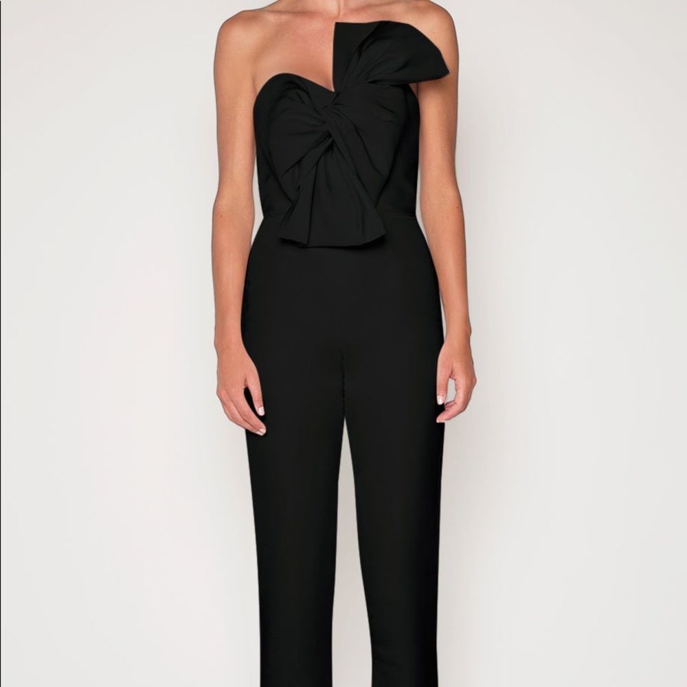 Alexia Maria Silk Faille Twisted Bow Jumpsuit. Size 4. Retail $706